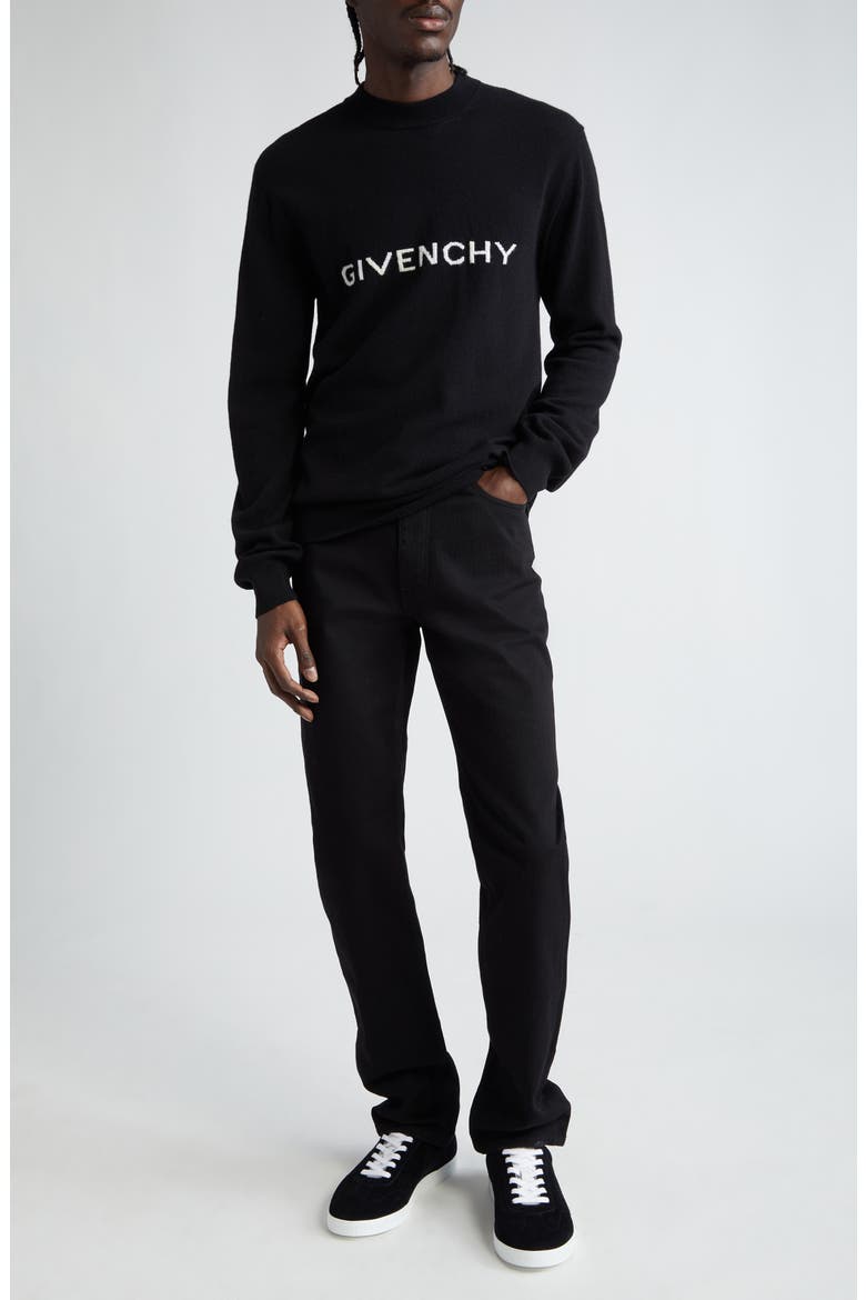 Archetype Logo Intarsia Wool Crewneck Sweater, Alternate, color, BLACK