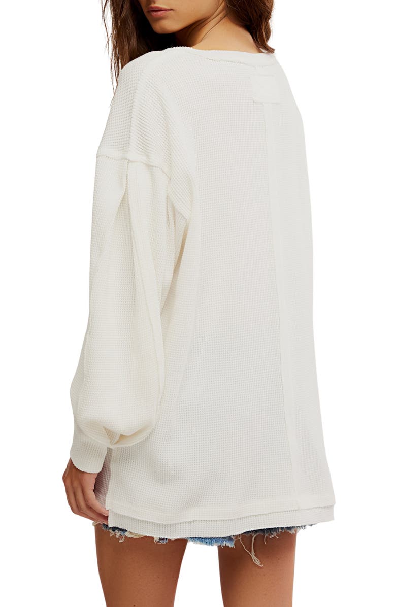 Free People Coast 2 Coast Oversize Thermal Top, Alternate, color, Clean Ivory