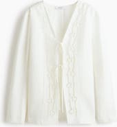 H&M Tie-front Linen-blend Blazer