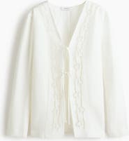 H&M Tie-front Linen-blend Blazer
