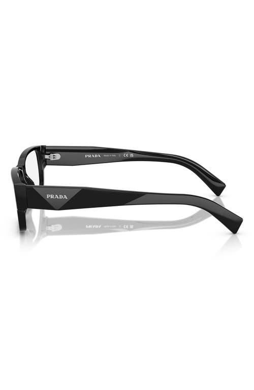 Prada 57mm Rectangular Optical Glasses In Black