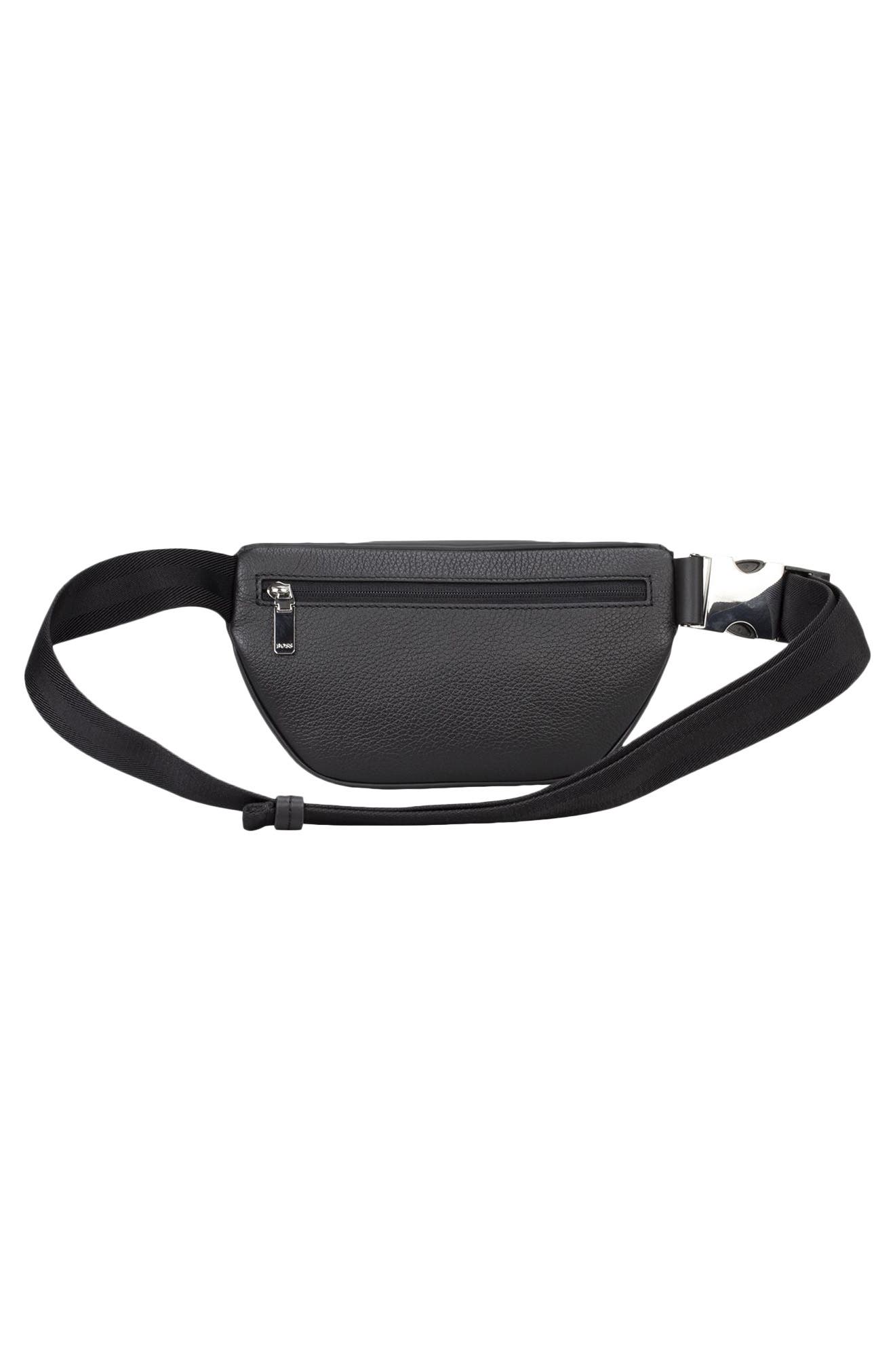 HUGO New Crosstown Leather Belt Bag, Alternate, color, Black