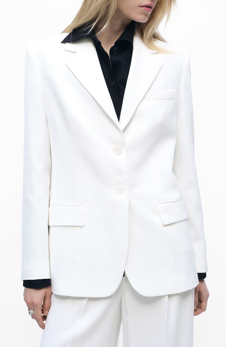 MANGO Straight Button Suit Blazer, Main, color, White
