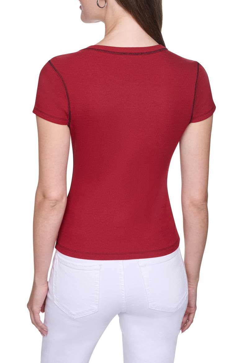 Short Sleeve Contrast Stitch T-Shirt, Alternate, color, RHYTHM RED/ BLACK