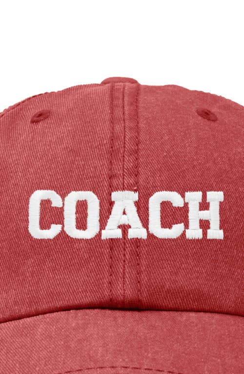 Dalix Coach Embroidered Sports Dad Cap In Washed Red