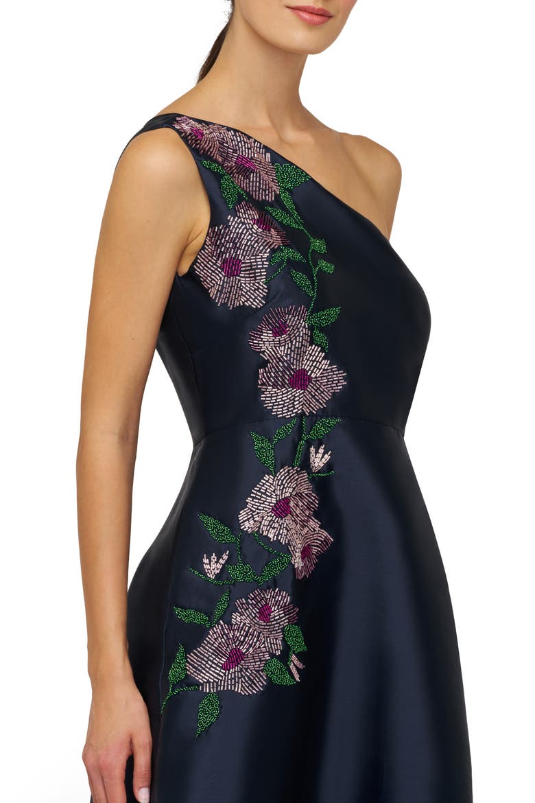 Giada Beaded One-Shoulder Gown, Alternate, color, DARK MIDNIGHT