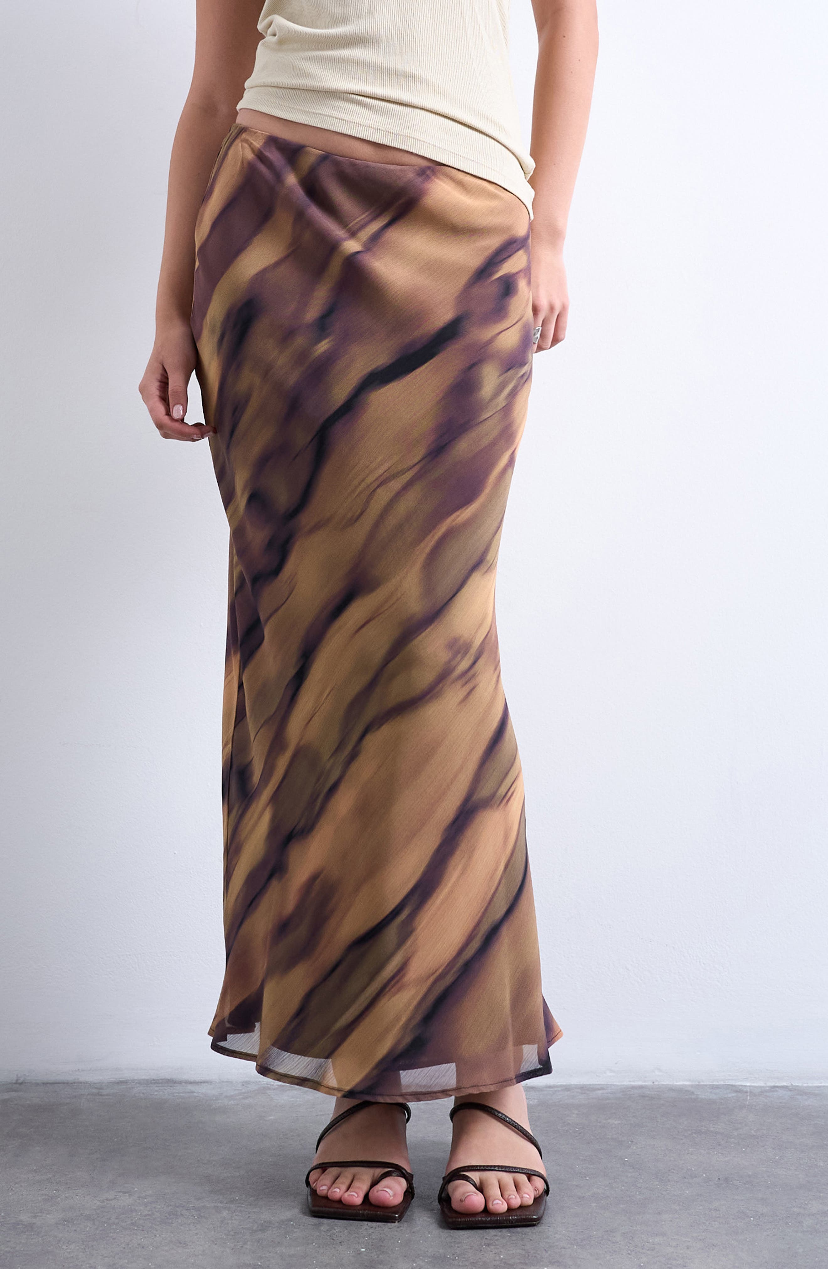 Topshop Stripe Chiffon Skirt