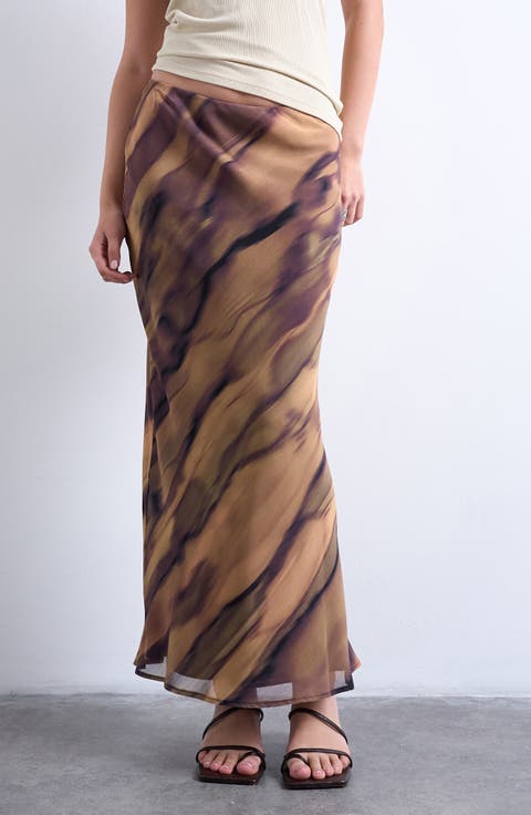 Stripe Chiffon Skirt