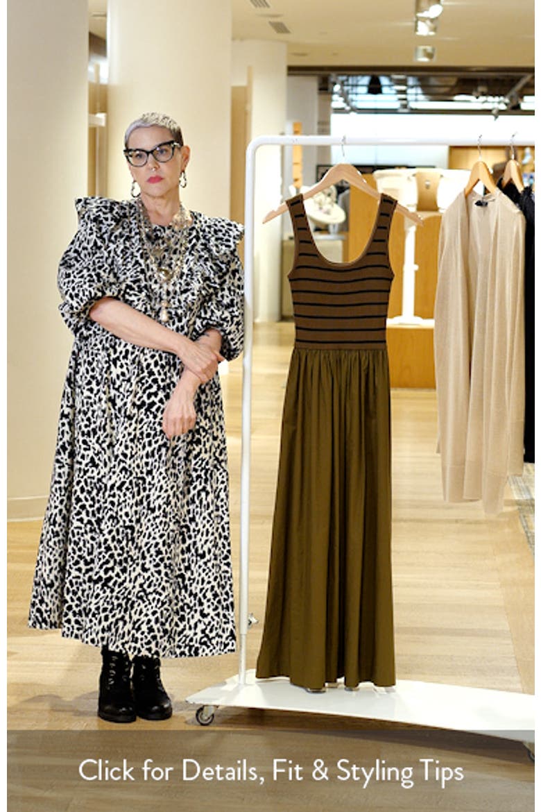 Stripe Mixed Media Stretch Cotton Tank Maxi Dress video