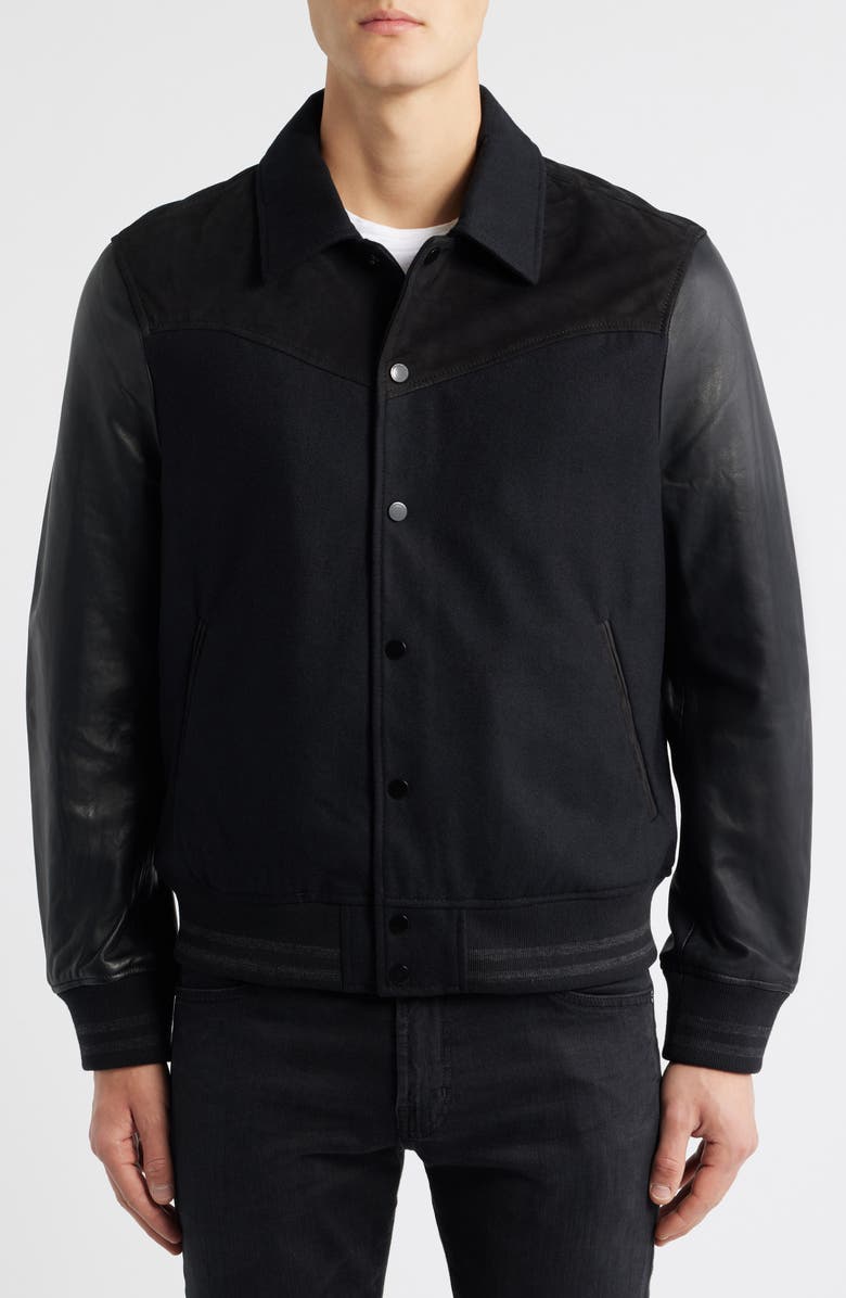 AllSaints Endleton Contrast Bomber Jacket, Alternate, color, Black