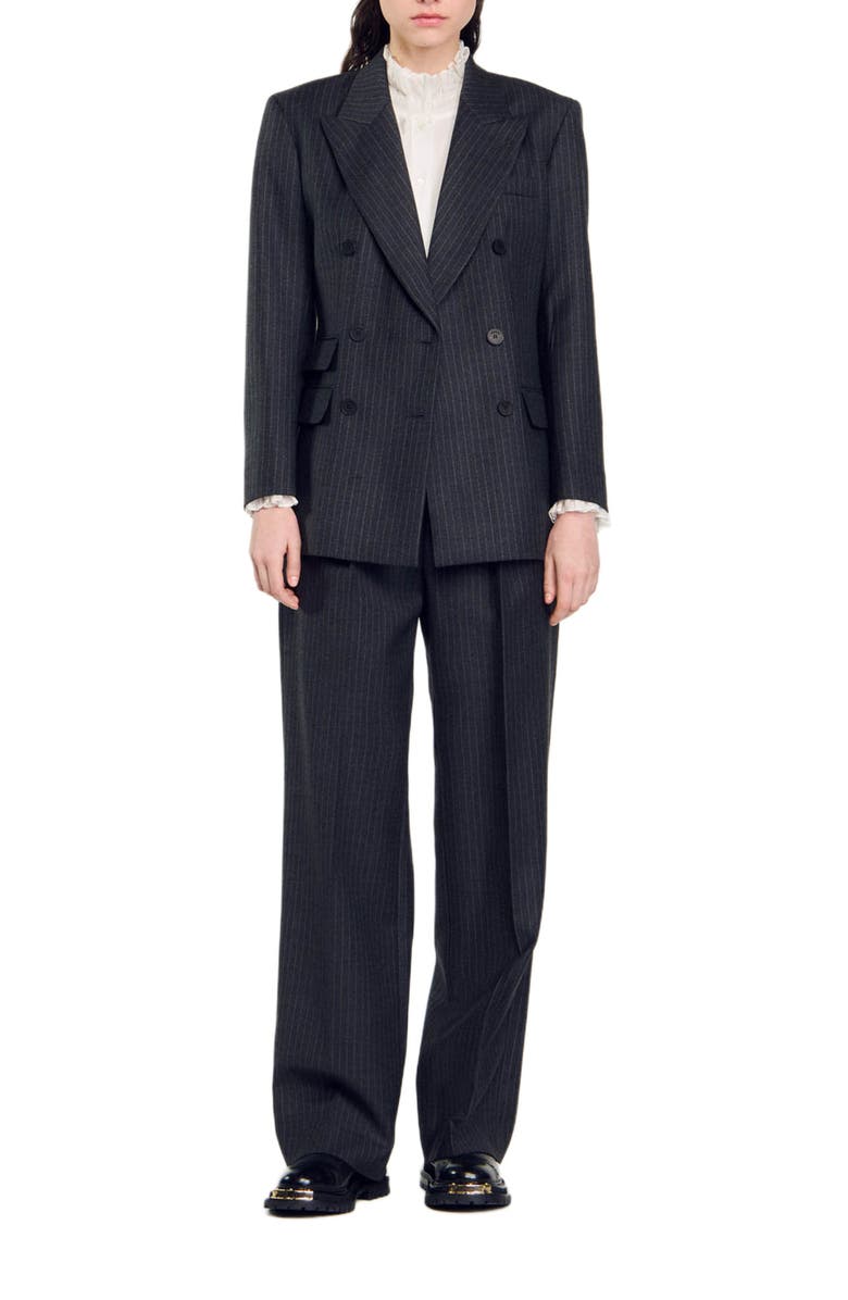 SANDRO Stripy suit jacket, Alternate, color, 