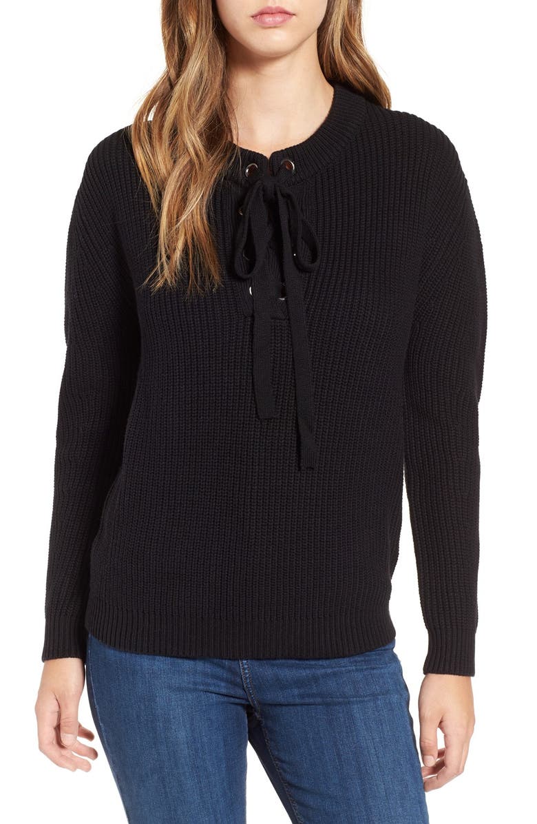 J.O.A. Lace-Up Sweater, Main, color,