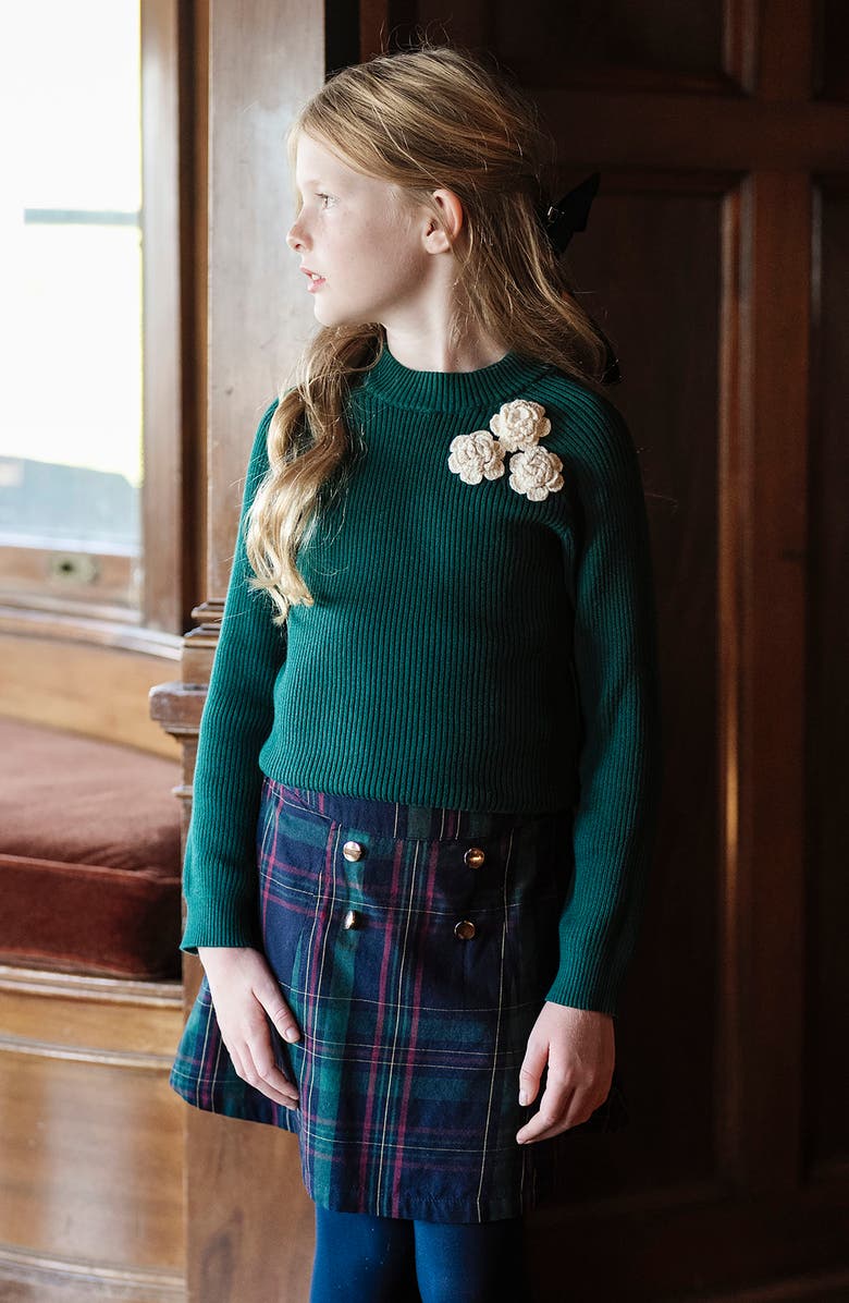 Hope & Henry Kids' Organic Pull-on Double Button Party Skirt, Alternate, color, Scottish Plaid