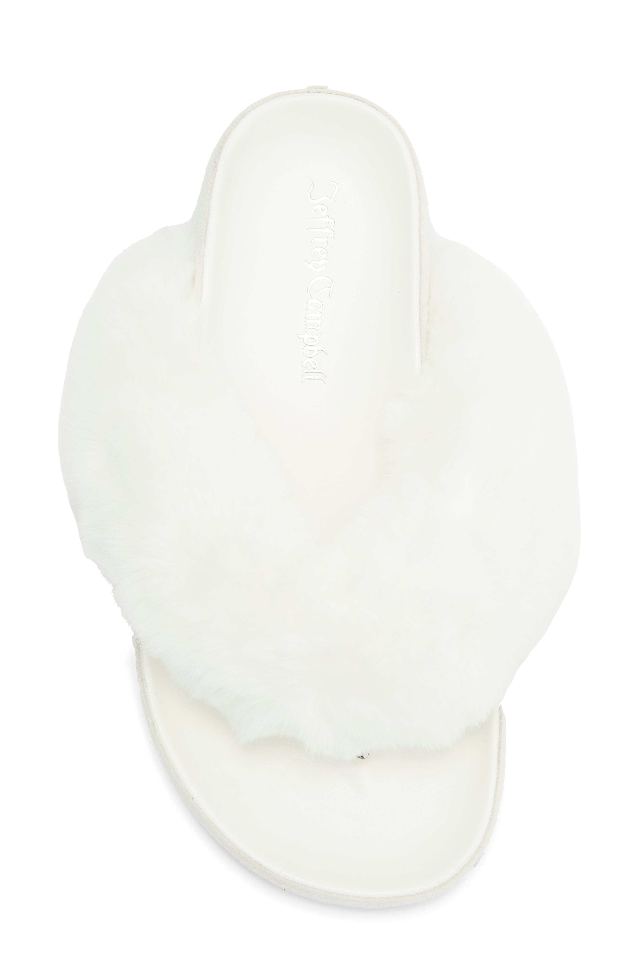 Delulu Faux Fur Flip Flop, Alternate, color, WHITE COMBO