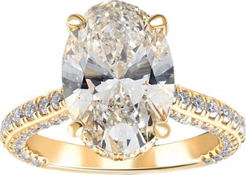 Certified 6.70Ct TW Oval Lab Grown Diamond Engagement Ring 14k Gold
