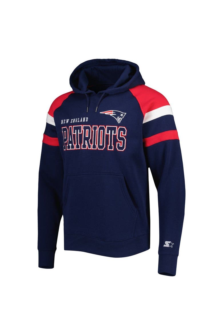 Men's Starter Navy New England Patriots Draft Fleece Raglan Pullover Hoodie, Alternate, color, Navy