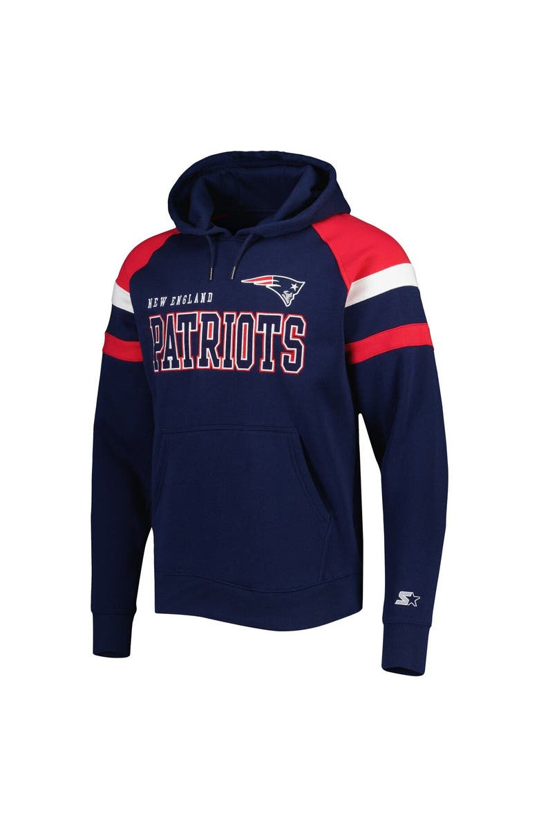 STARTER Men's Starter Navy New England Patriots Draft Fleece Raglan Pullover Hoodie, Alternate, color, Navy