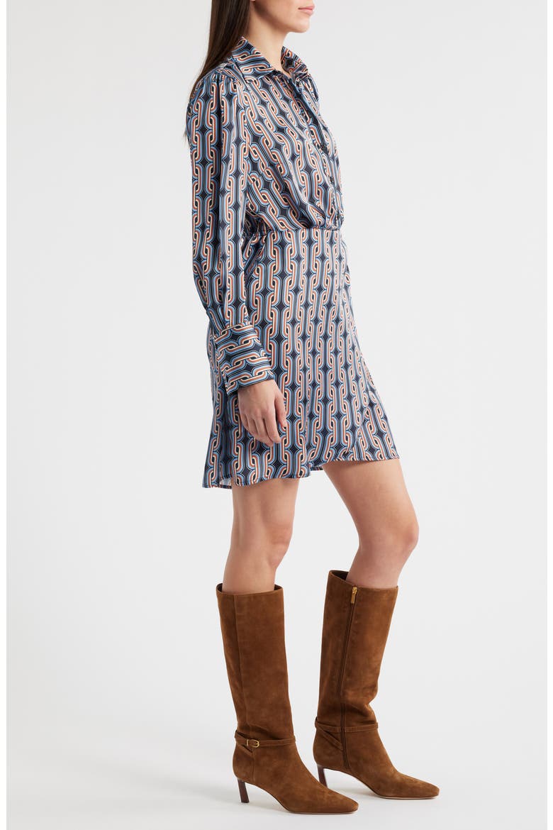 Retro Chain Long Sleeve Shirtdress, Alternate, color, BLUE MULTI