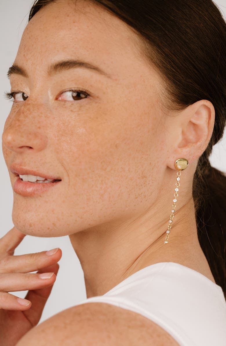 Ettika Polished Pebble Crystal Drop Earrings, Alternate, color, Gold