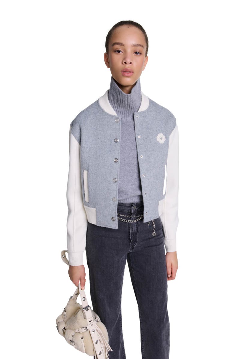 maje Clover embroidery bomber, Main, color, 