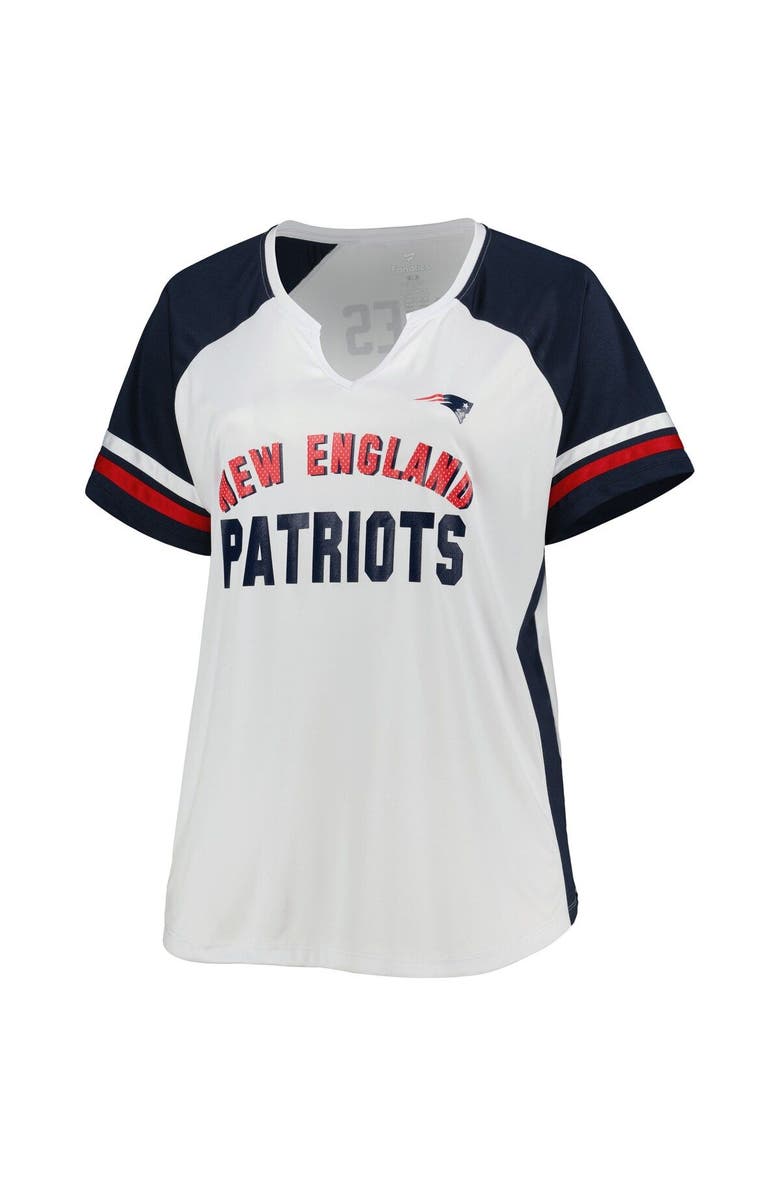 PROFILE Women's Mac Jones White New England Patriots Plus Size Notch Neck T-Shirt, Alternate, color, 