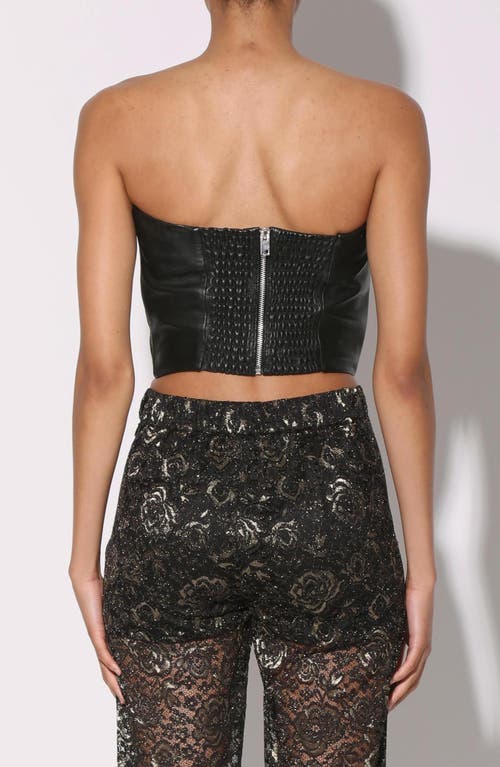 Shop Walter Baker Tanvi Strapless Leather Crop Top In Black