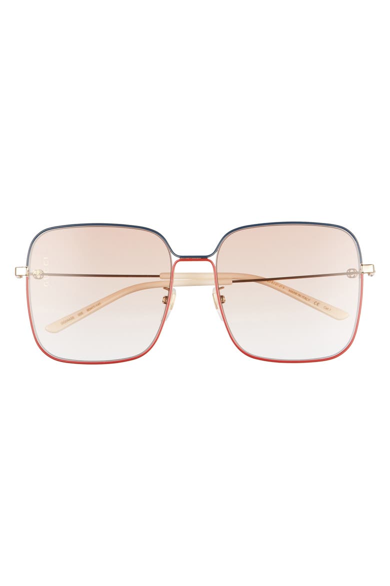 60mm Gradient Square Sunglasses, Alternate, color, SHINY ENDURA GOLD