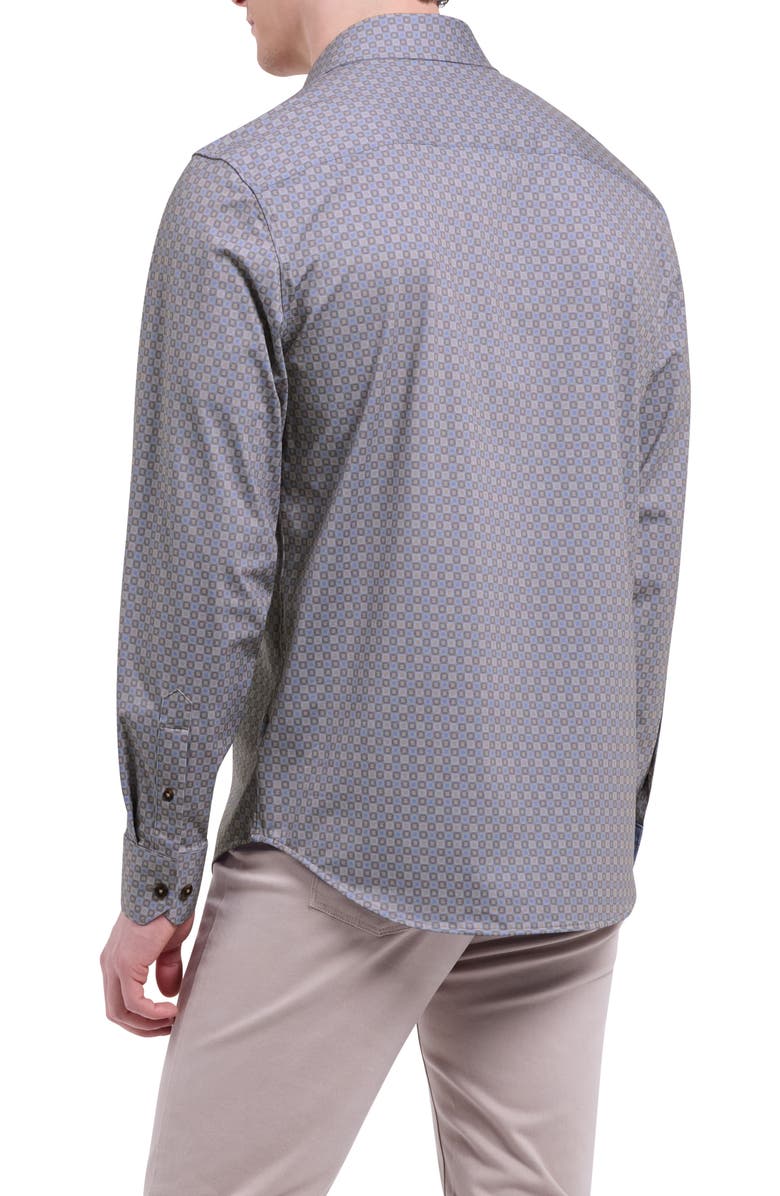 Bugatchi Jimmy OoohCotton<sup>®</sup> Geo Print Button-Up Shirt, Alternate, color, Sand
