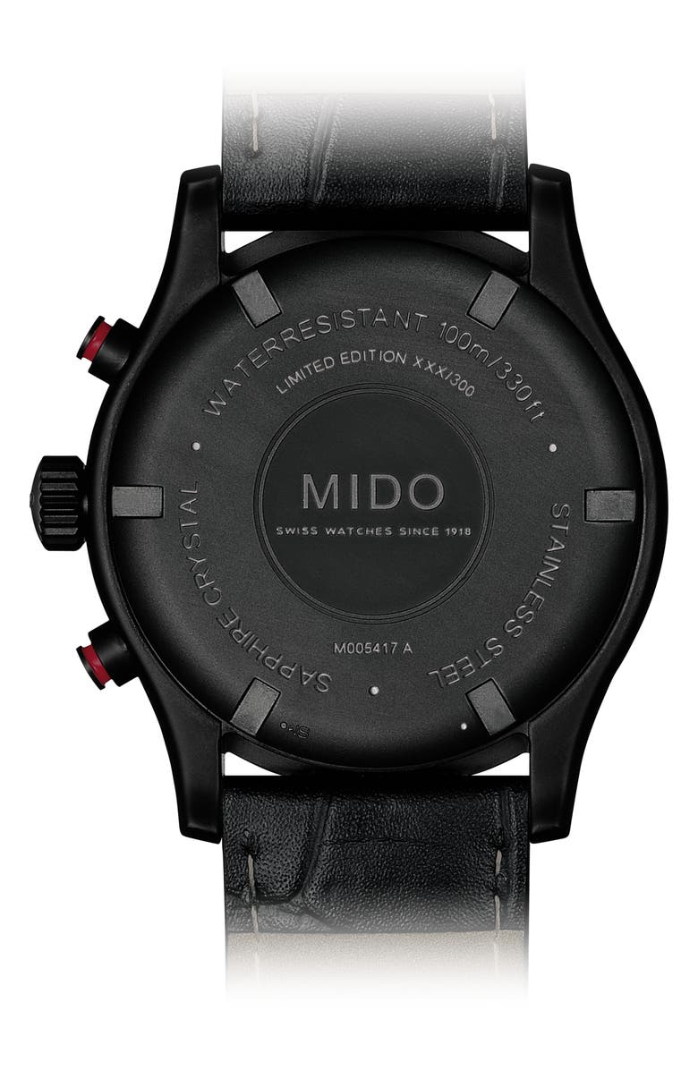 MIDO Multifort Chronograph Leather Strap Watch, 42mm, Alternate, color, 