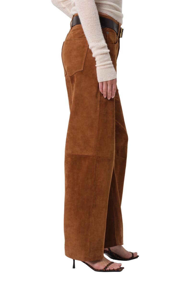 Miro High Waist Suede Barrel Jeans, Alternate, color, TOASTED CARAMEL