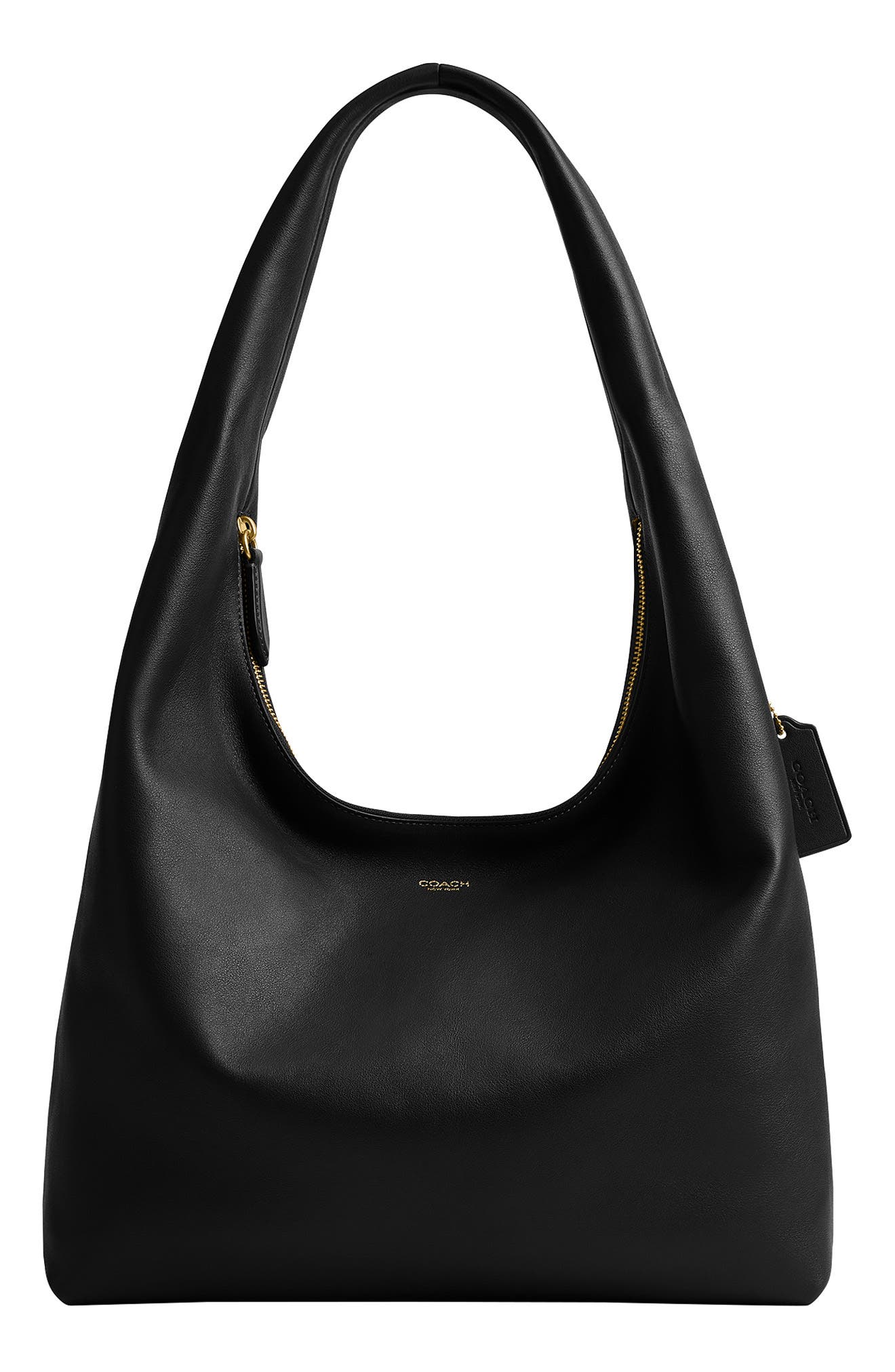Pillow Brooklyn 34 Leather Shoulder Bag, Main, color, BLACK