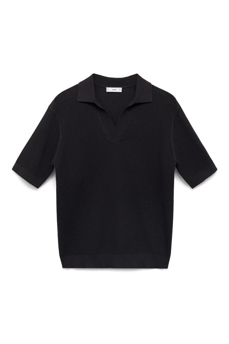 Structured Fine Knit Polo, Alternate, color, BLACK