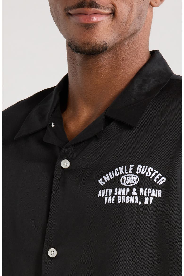 Buster Short Sleeve Button-Up Camp Shirt, Alternate, color, BLACK