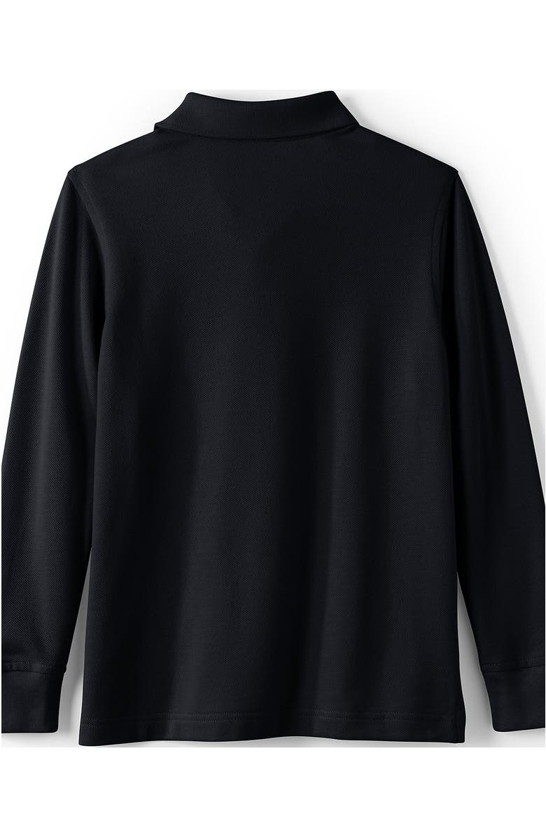 Lands' End School Uniform Kids Long Sleeve Mesh Polo Shirt, Alternate, color, Black
