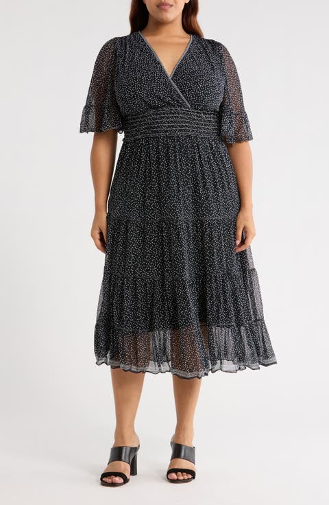 Smocked Waist Mesh Dress (Plus)