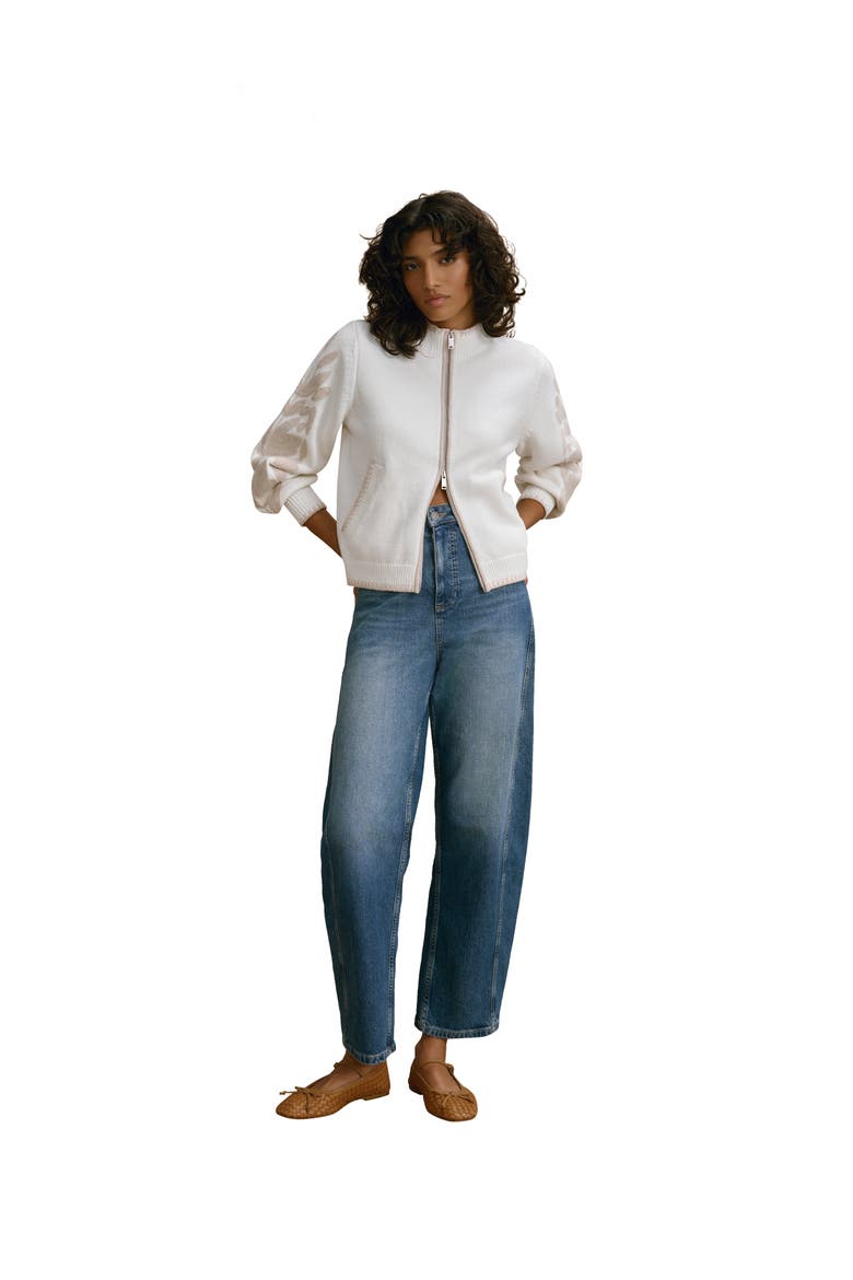 Cotton Blend Embroidered Cardigan, Alternate, color, Ivory