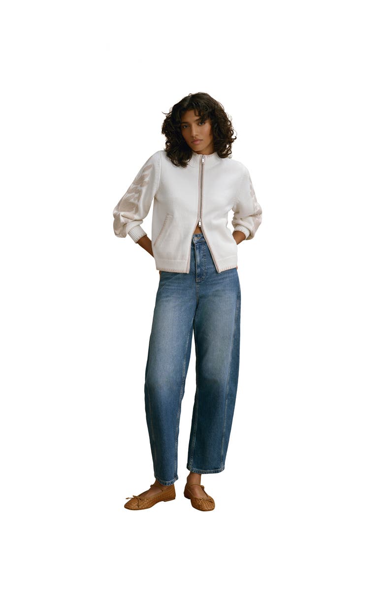 MINT VELVET Cotton Blend Embroidered Cardigan, Alternate, color, Ivory