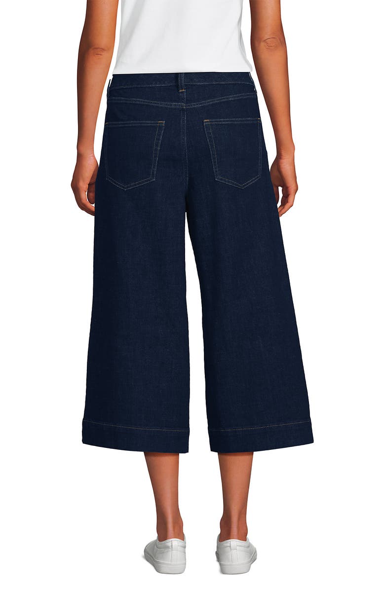 Lands' End Denim Mid Rise Wide Leg Culotte Jeans, Alternate, color, River Rinse