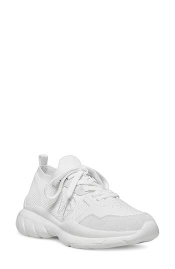 Stuart Weitzman 5050 Stretch Knit Chunky Runner Sneakers In White