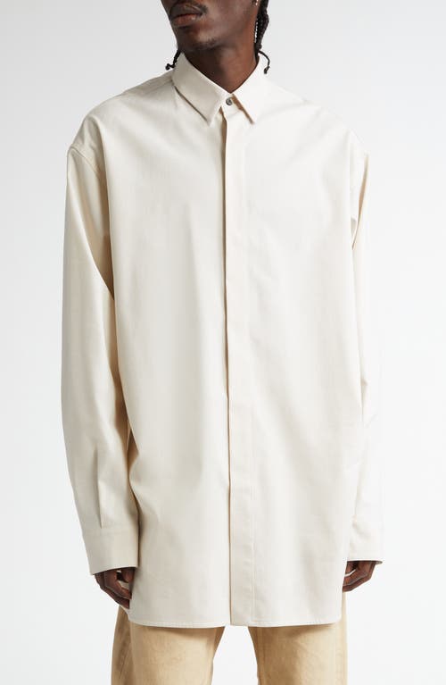 Fear of God Vented Stretch Cotton & Virgin Wool Button-Up Shirt in Cream 