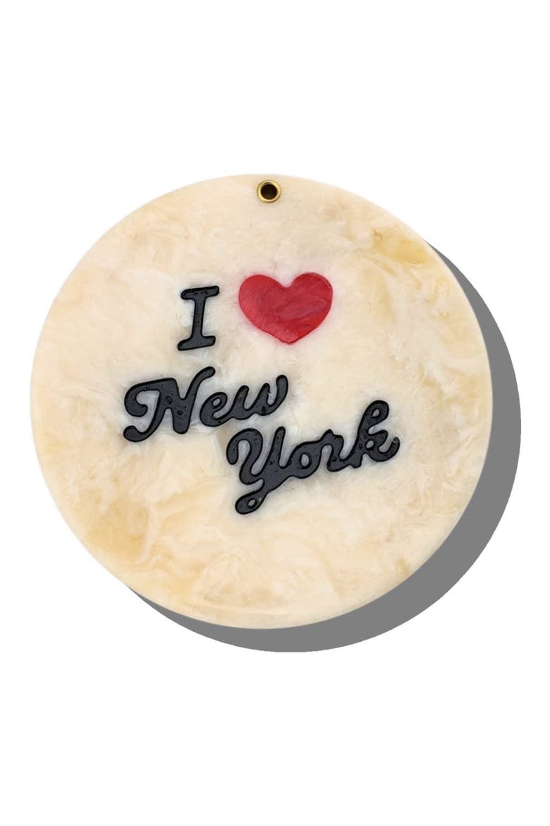 Hand Painted New York Compact Mirror, Alternate, color, CREAM