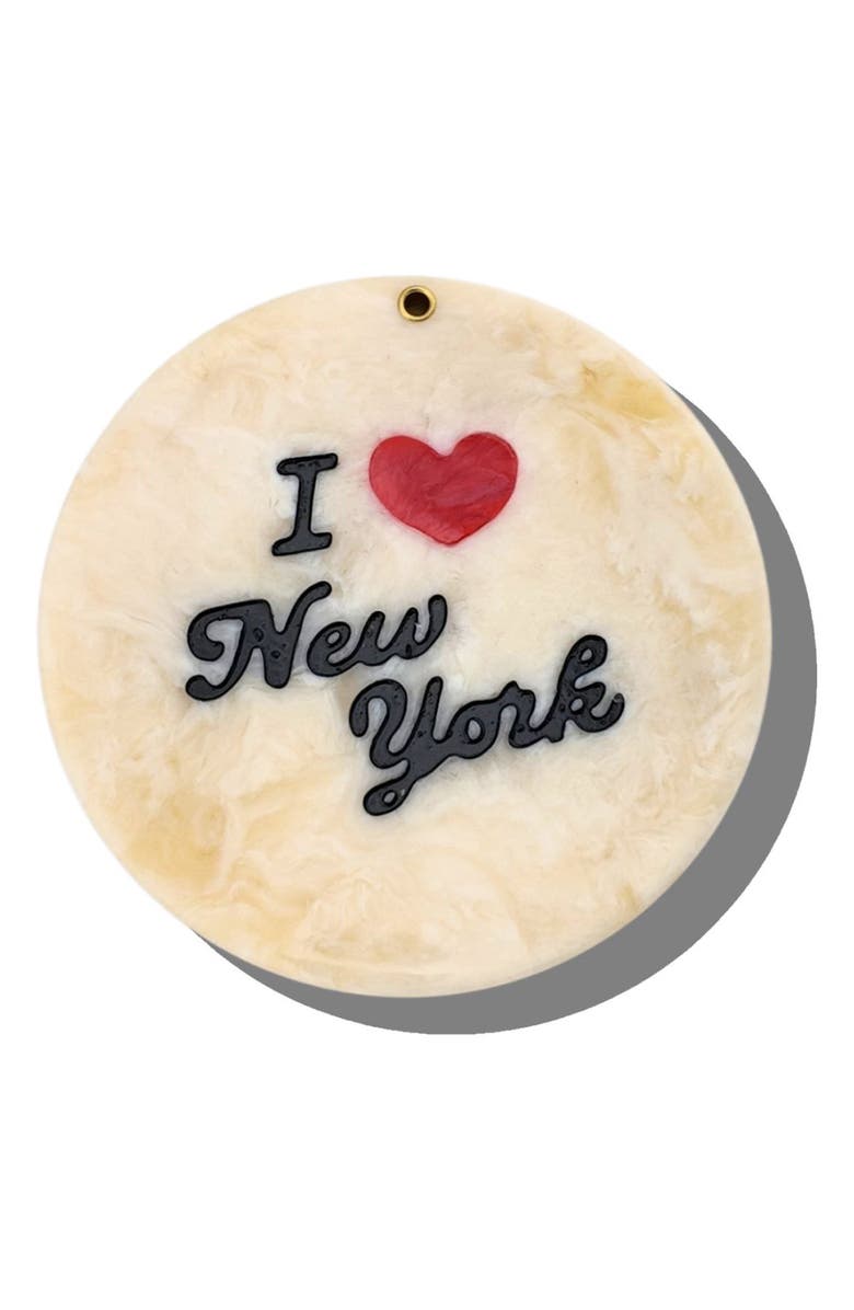 Solar Eclipse Hand Painted New York Compact Mirror, Alternate, color, Cream