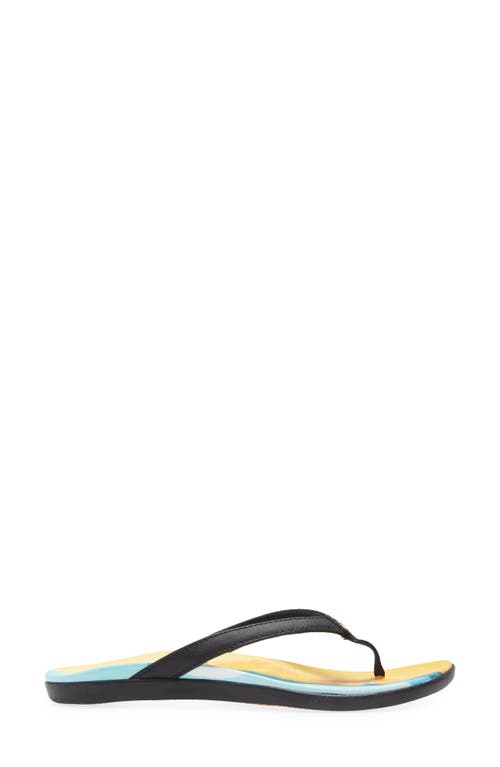 Olukai Ho'opio Pae Water Resistant Flip Flop In Black/pae