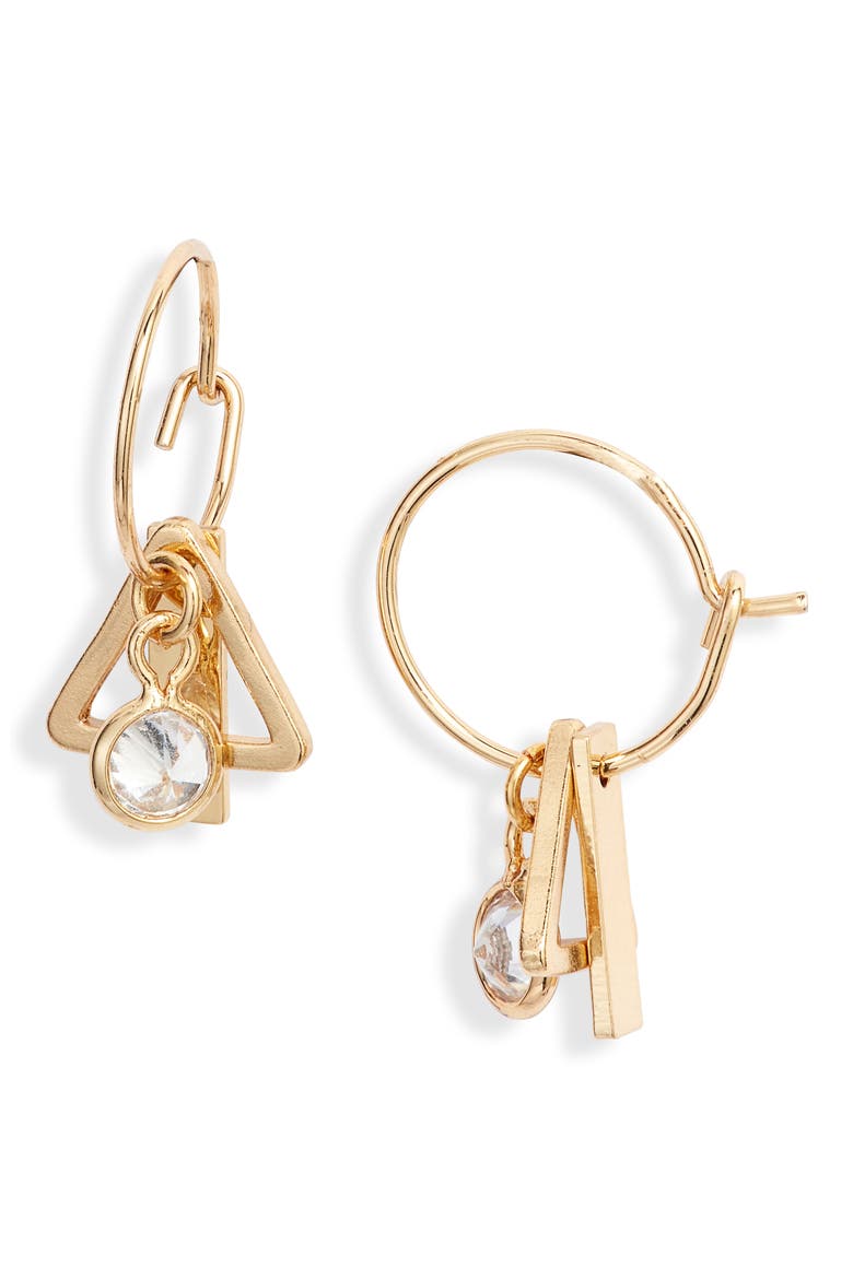 Tiny Charm Hoop Earrings, Main, color, GOLD