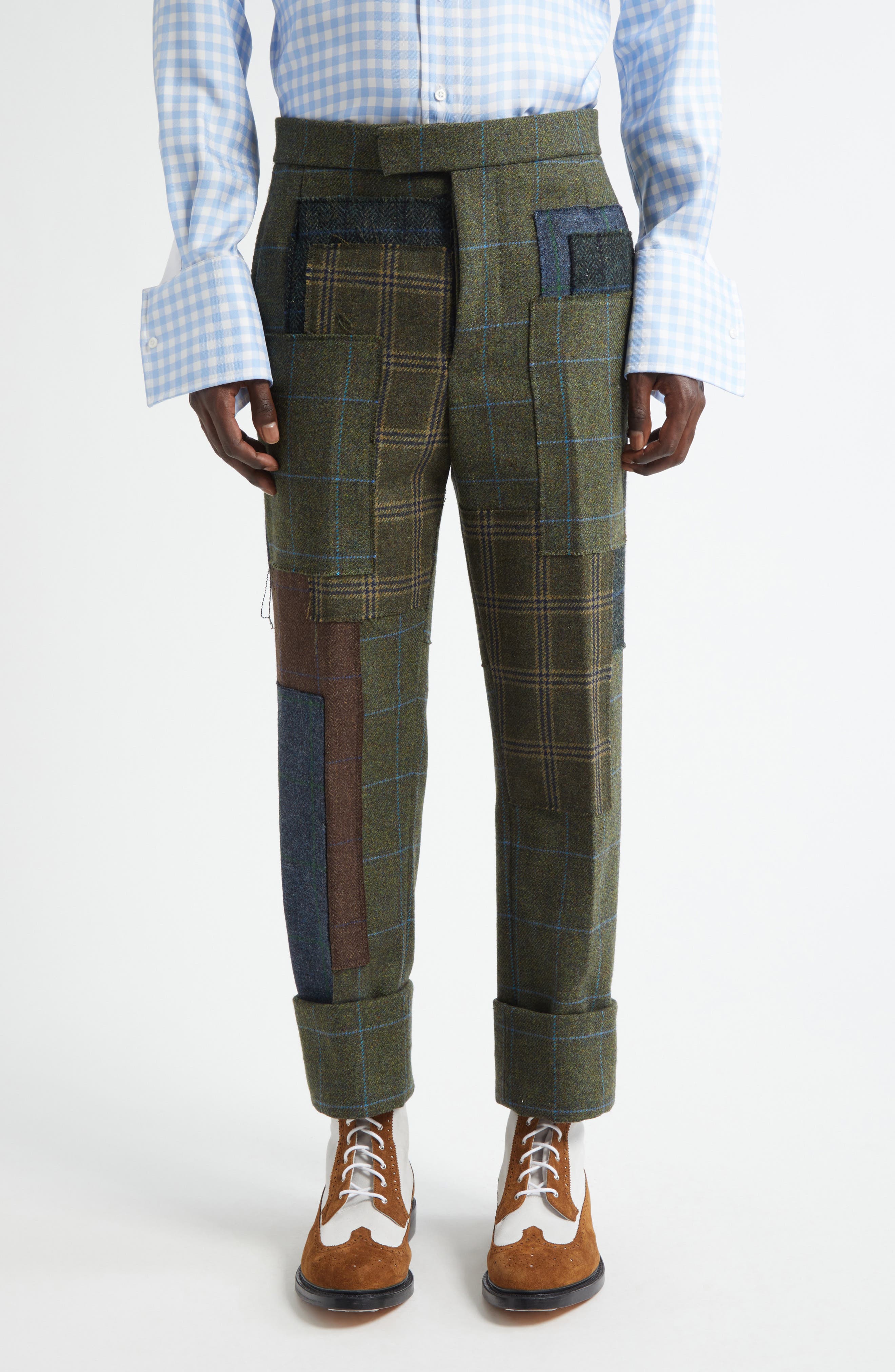 Fit 1 Patchwork Wool Backstrap Trousers
