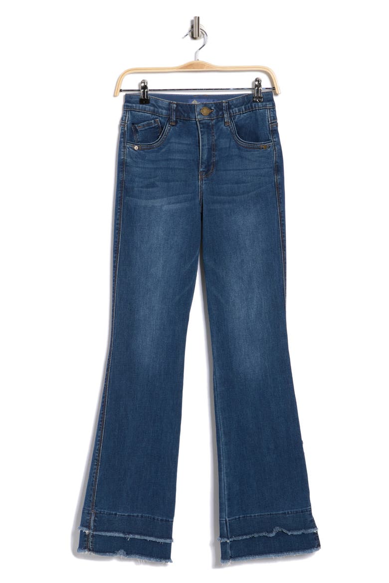 'Ab'solution High Waist Fray Hem Itty Bitty Bootcut Jeans, Alternate, color, BLUE