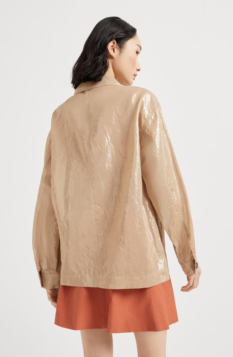 Brunello Cucinelli Lamé cotton gauze outerwear jacket, Alternate, color, 
