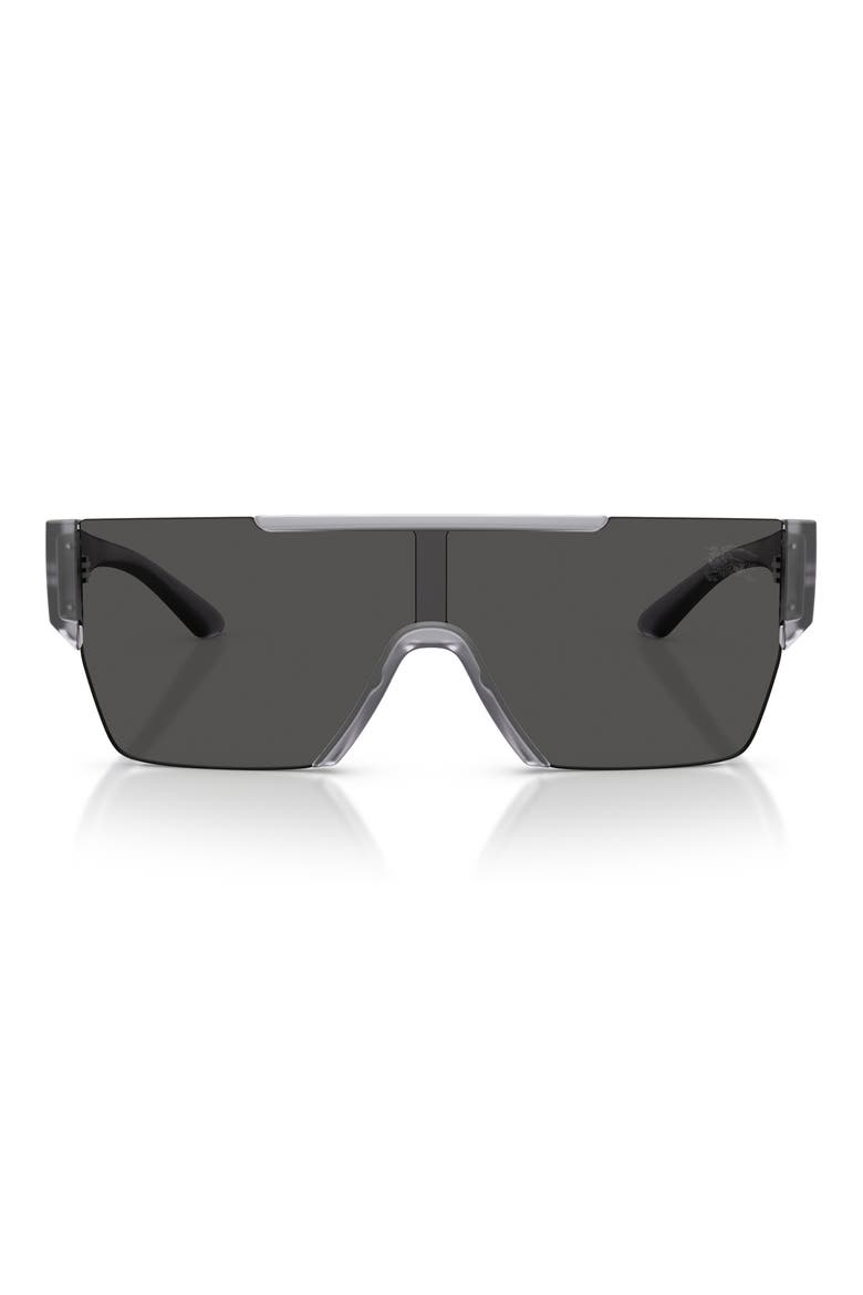 138mm Shield Sunglasses, Main, color, TRANSPARENT MATTE / DARK GREY