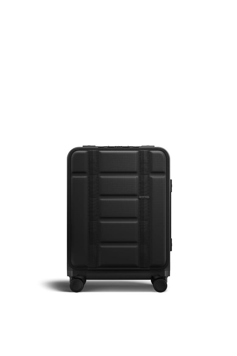 Ramverk Pro Hardside 21 Inch Carry On Luggage Spinner with Buckle Closure and Zipper Front Access Pocket, Alternate, color, Black Out