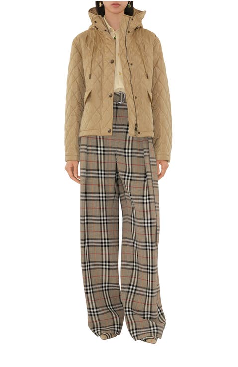 Cropped Quilted Nylon Hooded Jacket